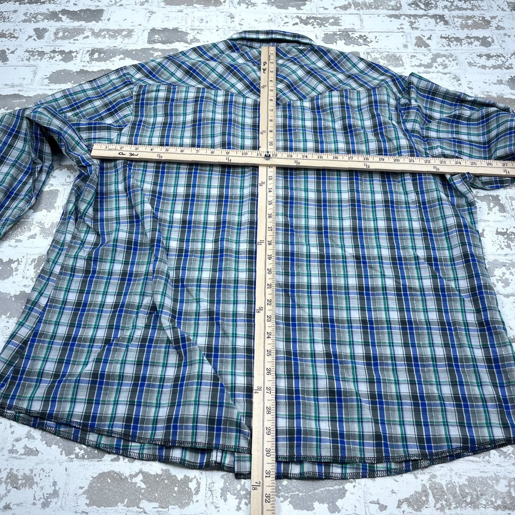 Wrangler VINTAGE Wrangler Shirt Men XXL Blue Pearl Snap Button Up Tartan Plaid Cowboy Western Size US XXL / EU 58 / 5 - 5 Thumbnail