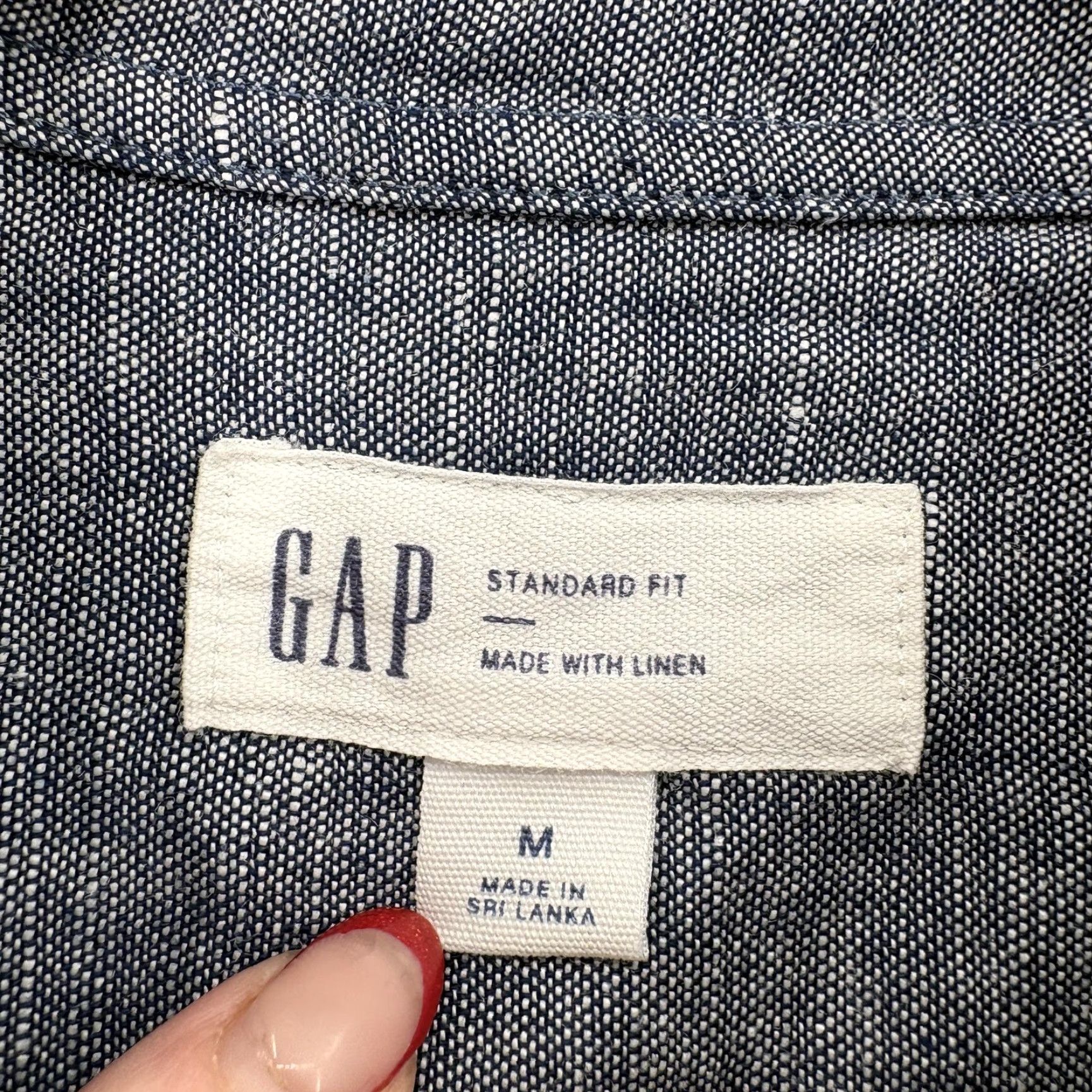 Gap Gap Shirt Mens Medium Blue Chambray Linen Cotton Short Sleeve Standard Fit Chore Button-Up Shirt Size US M / EU 48-50 / 2 - 3 Thumbnail