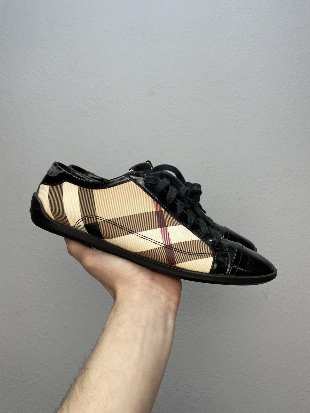 Burberry × Vintage Vintage Y2K Burberry Nova check Leather Sneakers Shoes Size US 8 / IT 38 - 3 Thumbnail