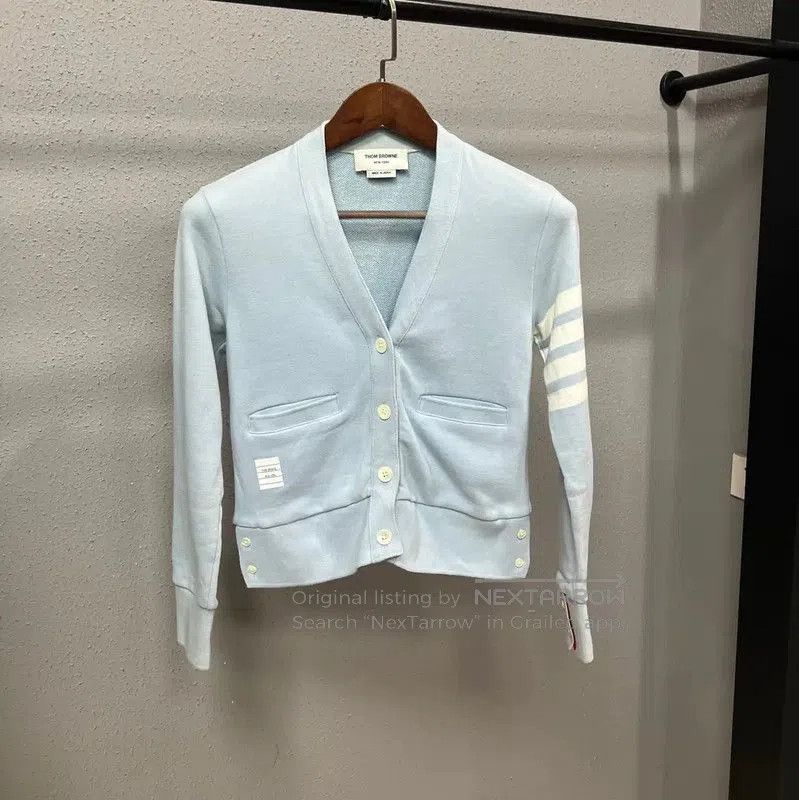 Thom Browne Thom Browne Light Blue Cotton Cardigan for Women . Size S / US 4 / IT 40 - 1 Thumbnail
