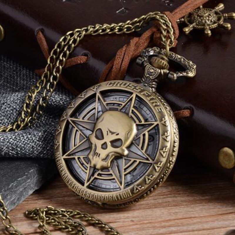 Vintage Skull Horror Pocket Watch Chain Necklace Size ONE SIZE - 3 Thumbnail