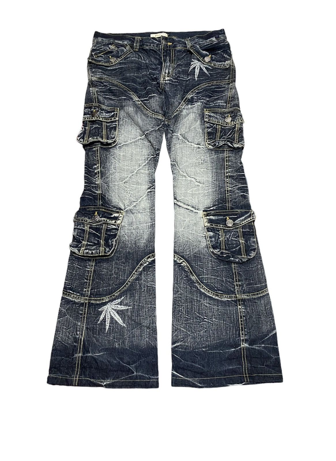 Japanese Brand Vintage 4 pockets flare pants Marijuana Size US 32 / EU 48 - 1 Thumbnail