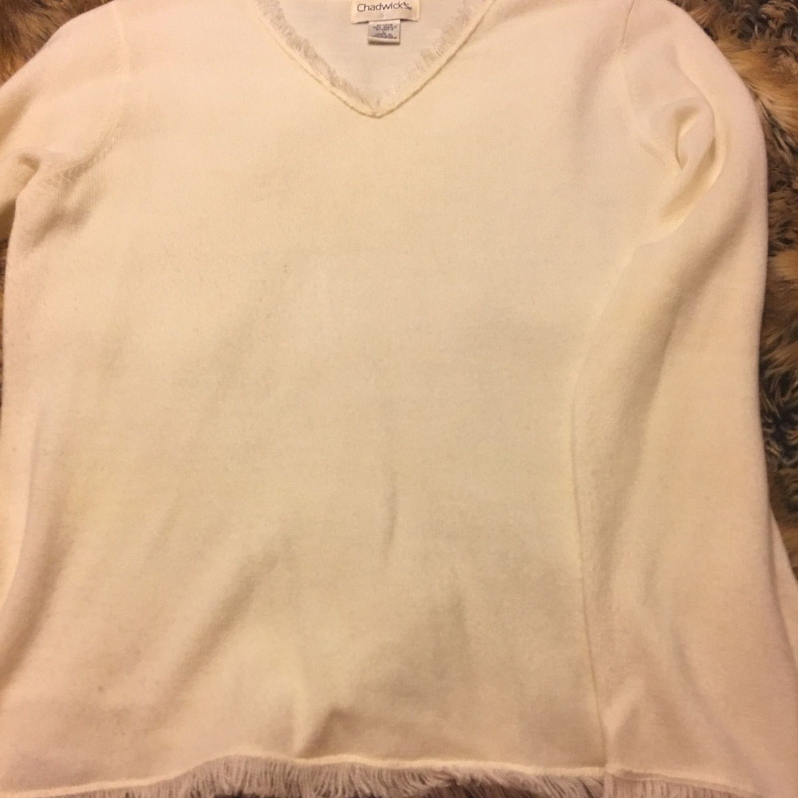 Other Chadwick’s Of Boston cream fringe sweater NWOT L Size L / US 10 / IT 46 - 6 Thumbnail