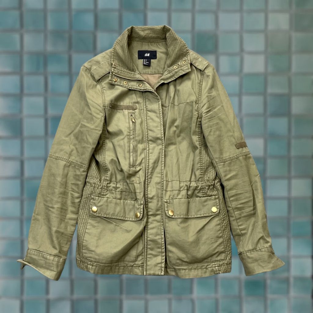 H&M H and M Jacket Womens Green Military Coat Utility Army Field Canvas Full Zip 8 Size M / US 6-8 / IT 42-44 - 1 Thumbnail