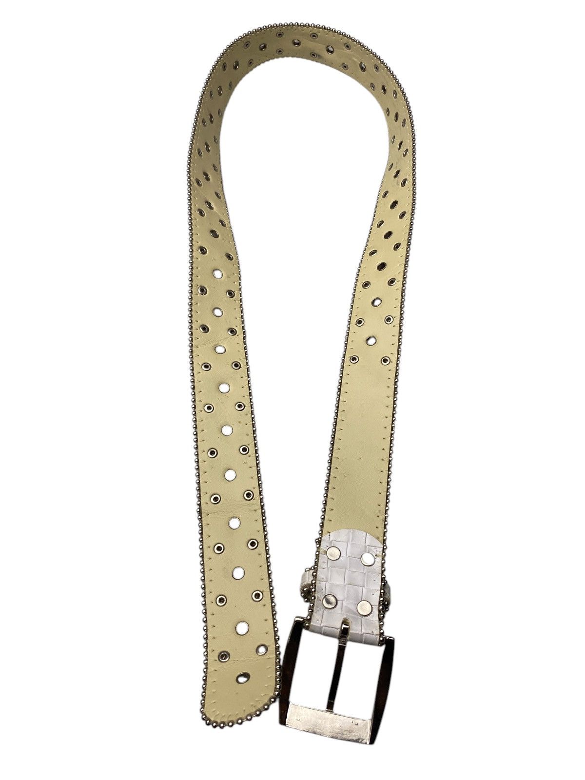 If Six Was Nine 2000's White Studded Ring Pattern Belt Size ONE SIZE - 6 Thumbnail