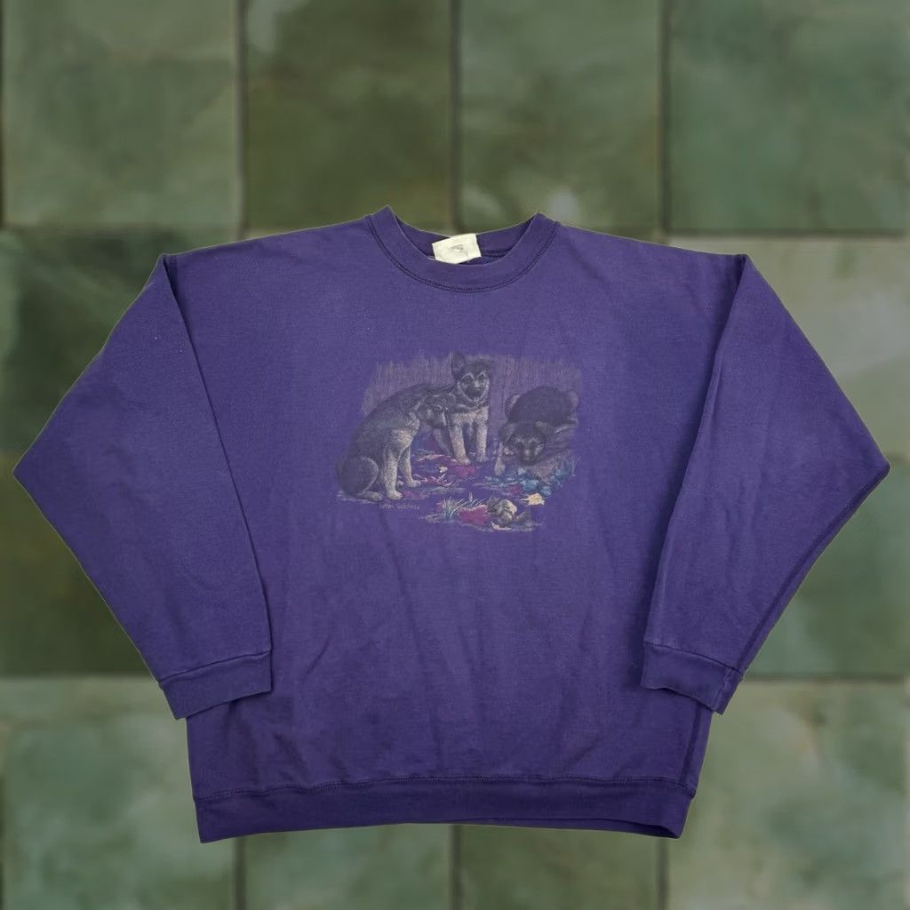 Northern Reflections VINTAGE Northern Reflections Sweatshirt Dog 90s Purple Adult Large Crew Neck Pullover Mens Nature Animals ADD? Size US L / EU 52-54 / 3 - 1 Thumbnail