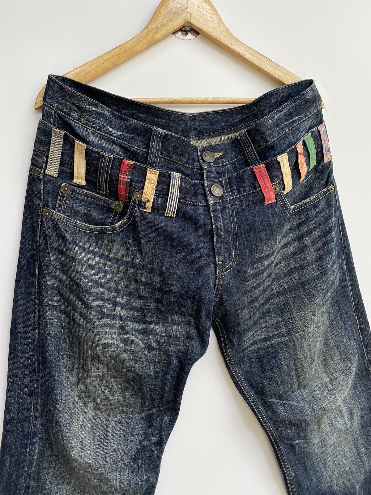 Japanese Brand Vtg Denim Japan Double Waist Flared Size US 37 - 3 Thumbnail