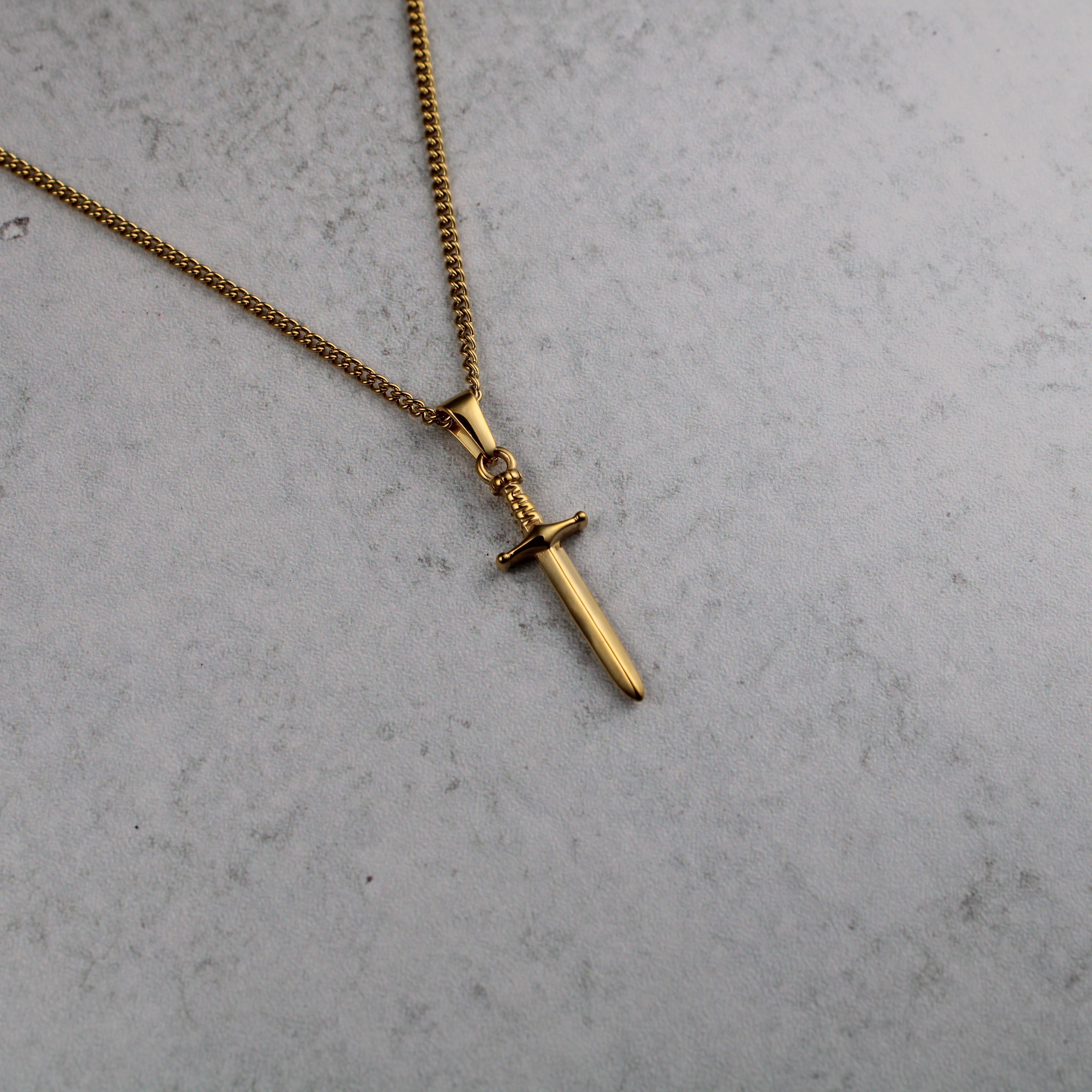 Jewelry Gold Dagger Pendant Chain Necklace Size ONE SIZE - 1 Thumbnail