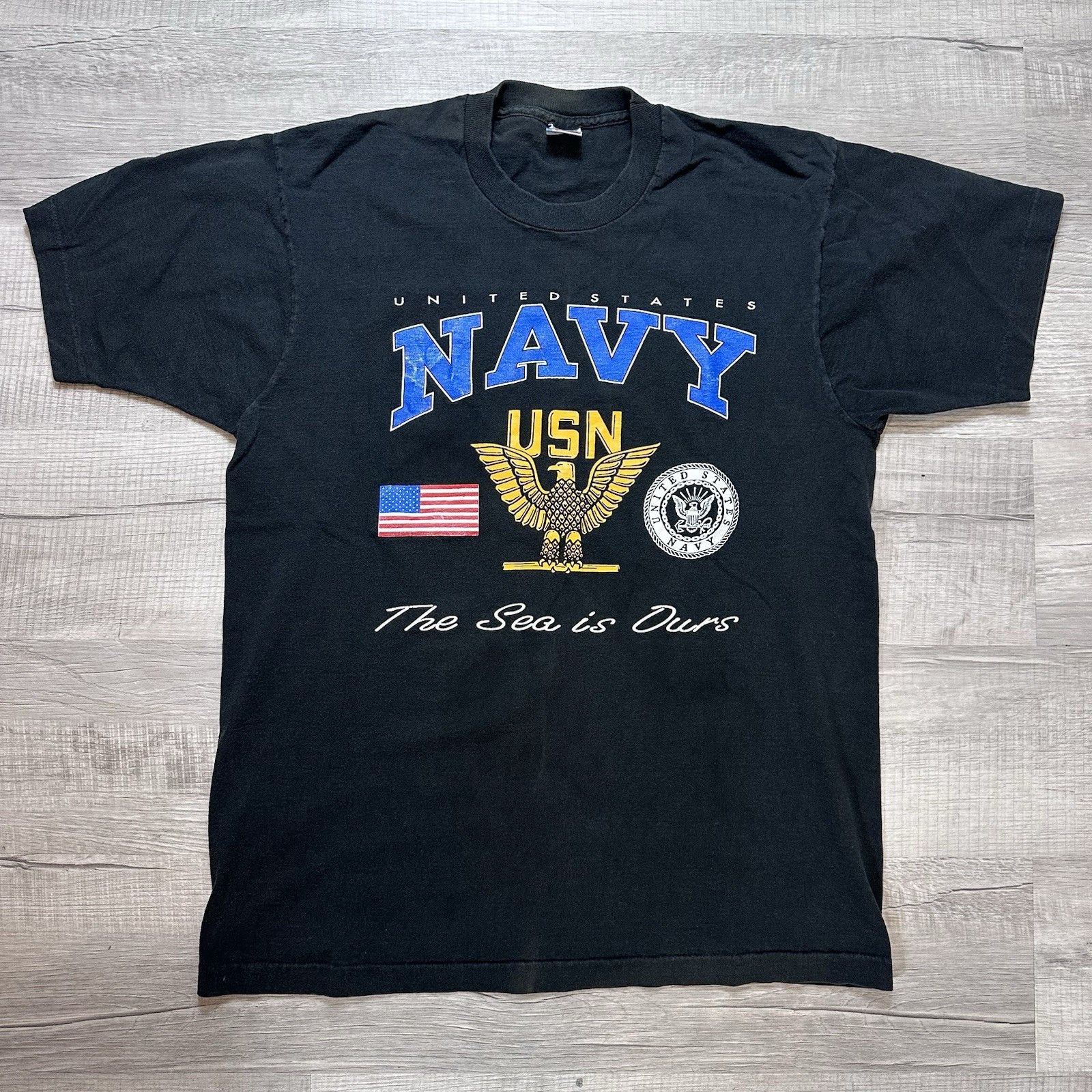 Vintage Vintage 90s United States Navy The Sea Is Ours T-Shirt XL Size US XL / EU 56 / 4 - 1 Thumbnail