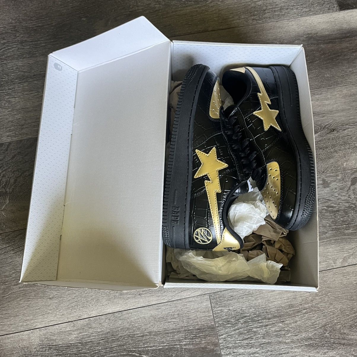 Bape New A Bathing Ape Bape Bapesta 24 Karat Black Gold Sneakers Size US 8.5 / EU 41-42 - 14 Thumbnail