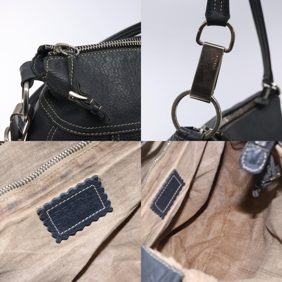 Prada PRADA Shoulder Bag Leather Navy Silver Size ONE SIZE - 11 Thumbnail