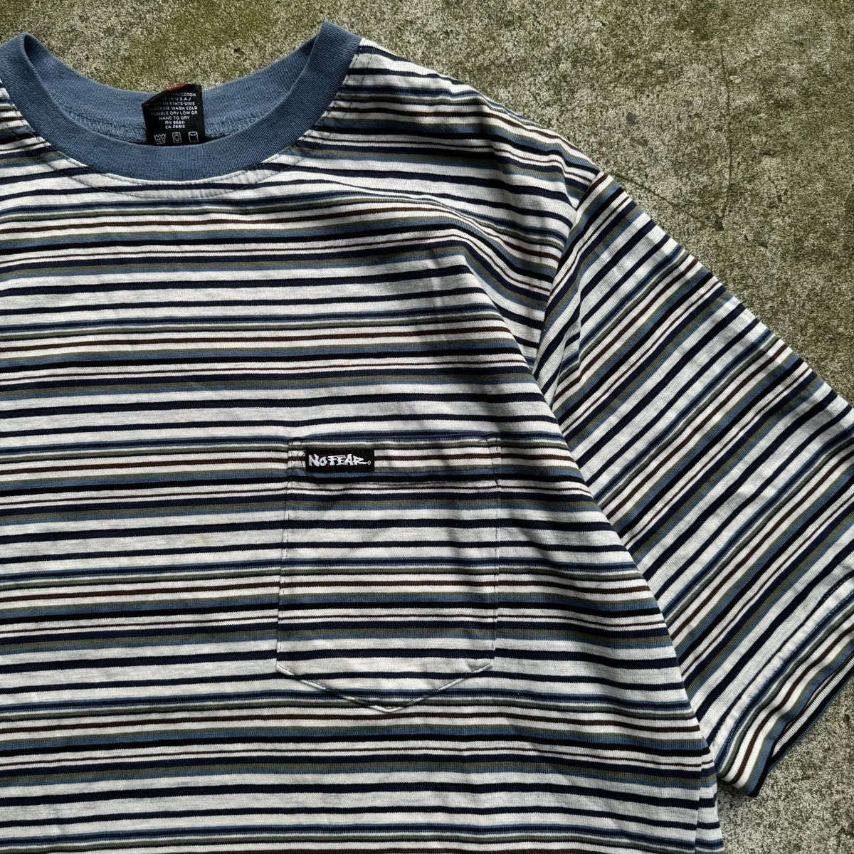 Vintage Thrashed Faded Distressed No Fear Striped Shirt ERD Grunge Size US L / EU 52-54 / 3 - 2 Thumbnail