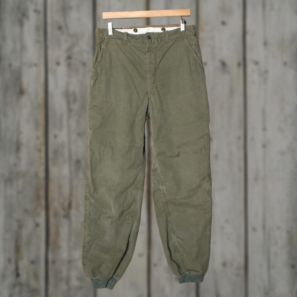 Olive VINTAGE Army Olive Green Canvas Pants 32x32 Mens 1940s 1950s Military Work Pants Canvas Olive Green 32 Inseam 32 Mens Size US 32 / EU 48 - 1 Thumbnail