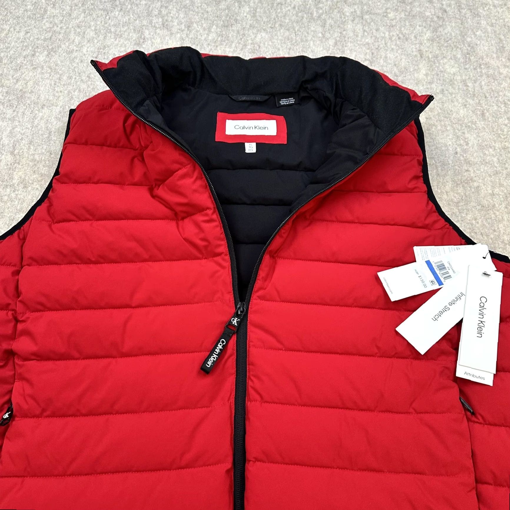 Calvin Klein Calvin Klein Vest Mens XL Red Puffer Quilted Full Zip Water Resistant Zip Pockets Logo Zipper Casual Travel Wind-Resistant CM355480 Size US XL / EU 56 / 4 - 6 Thumbnail
