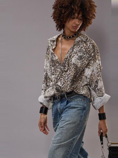 R13 Shredded Seam Drop Neck Shirt Leopard XS Size XS / US 0-2 / IT 36-38 - 4 Thumbnail