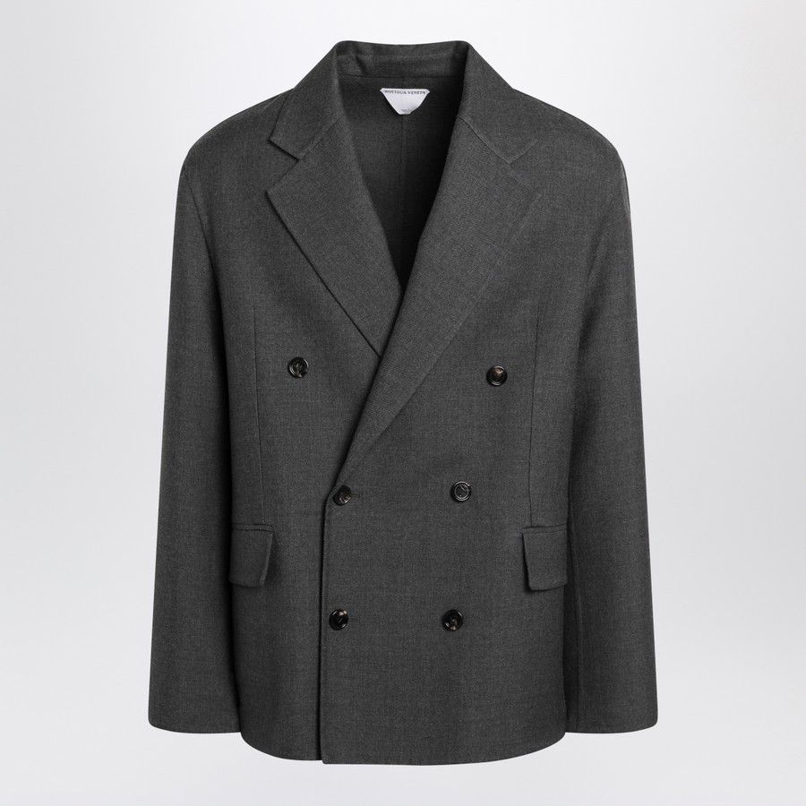 Bottega Veneta o1d2blof0825 Double-breasted Wool Jacket in Gray Size US M / EU 48-50 / 2 - 1 Thumbnail