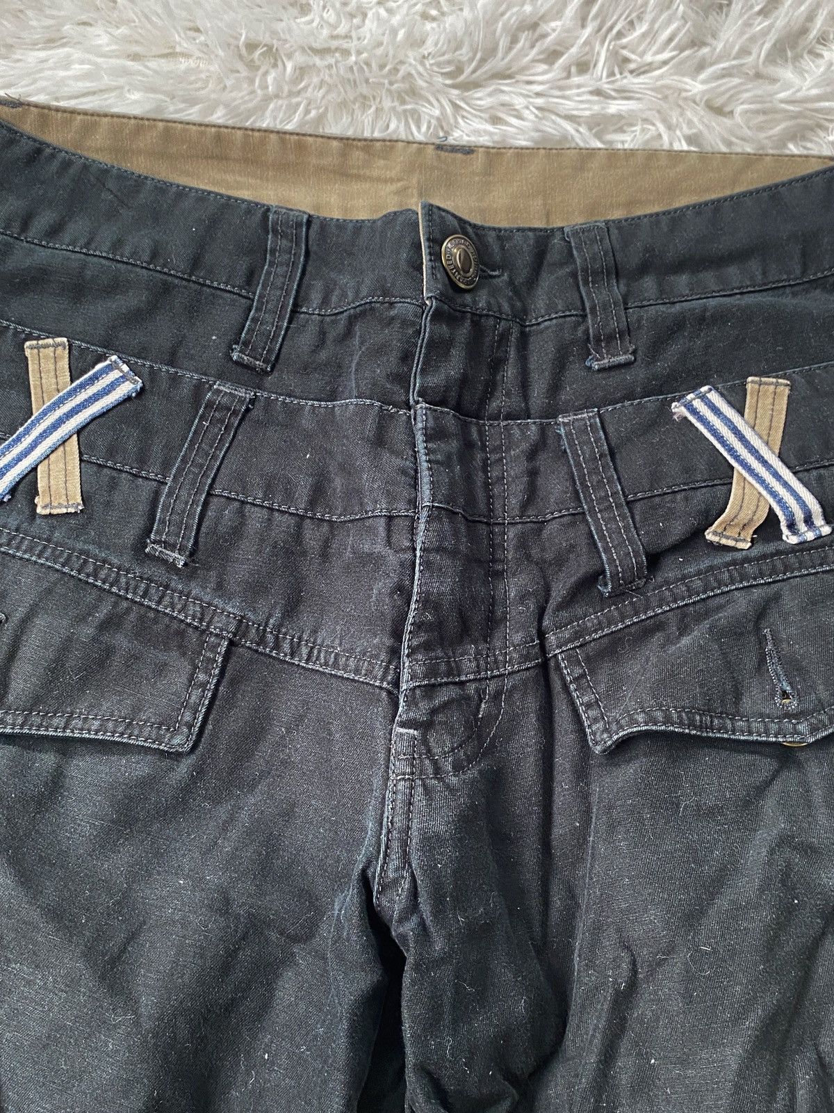 Japanese Brand × Seditionaries 🔥RARE🔥Dominated Handcrafted Double waist Black Cargo Pant Size US 31 - 10 Thumbnail