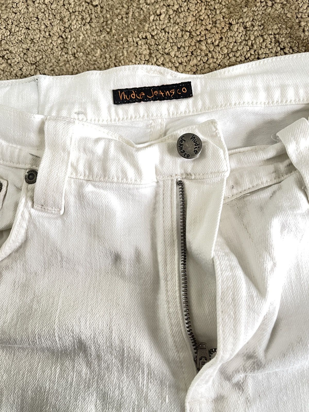 Nudie Jeans White Jeans Size US 33 - 2 Thumbnail