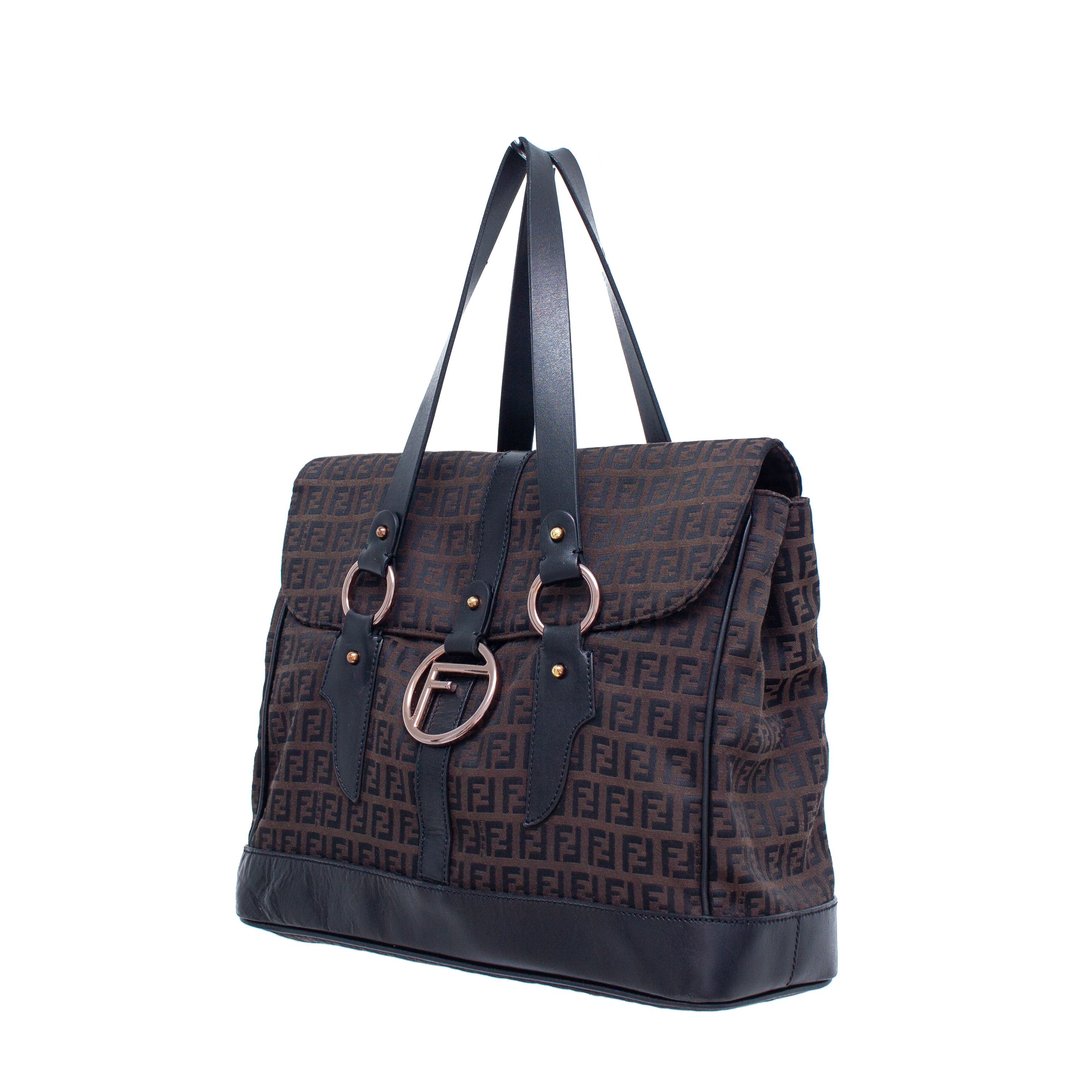 Fendi RARE FENDI VTG Brown Zucchino Canvas Shoulder Bag Size ONE SIZE - 2 Thumbnail