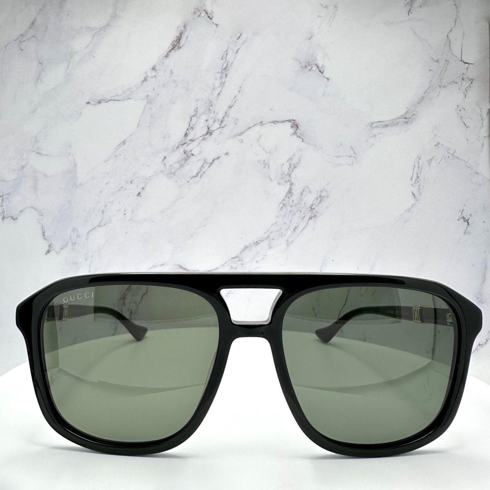 Gucci New GUCCI Sunglasses Black Aviator Pilot Gold Logo Metal Size ONE SIZE - 2 Thumbnail