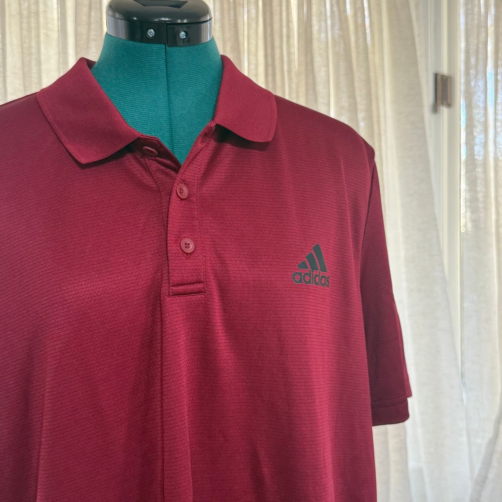 Adidas Adidas Burgundy Performance Polo | Sz L Size US L / EU 52-54 / 3 - 3 Thumbnail