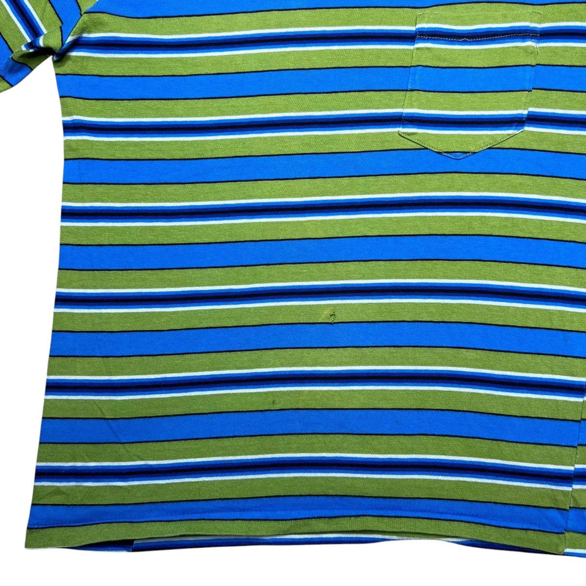 Vintage 1970s Penneys Towncraft The Inn Shop Green Blue Stripped Tee Size US M / EU 48-50 / 2 - 10 Thumbnail