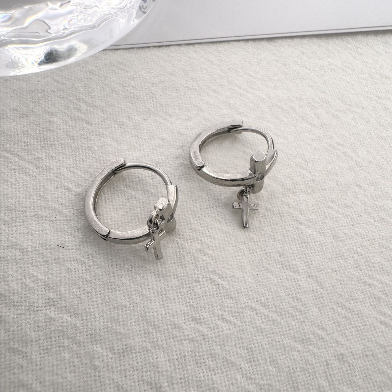 Other Small Cross Hoop Earrings for Men Women Unisex Earrings Size ONE SIZE - 1 Thumbnail