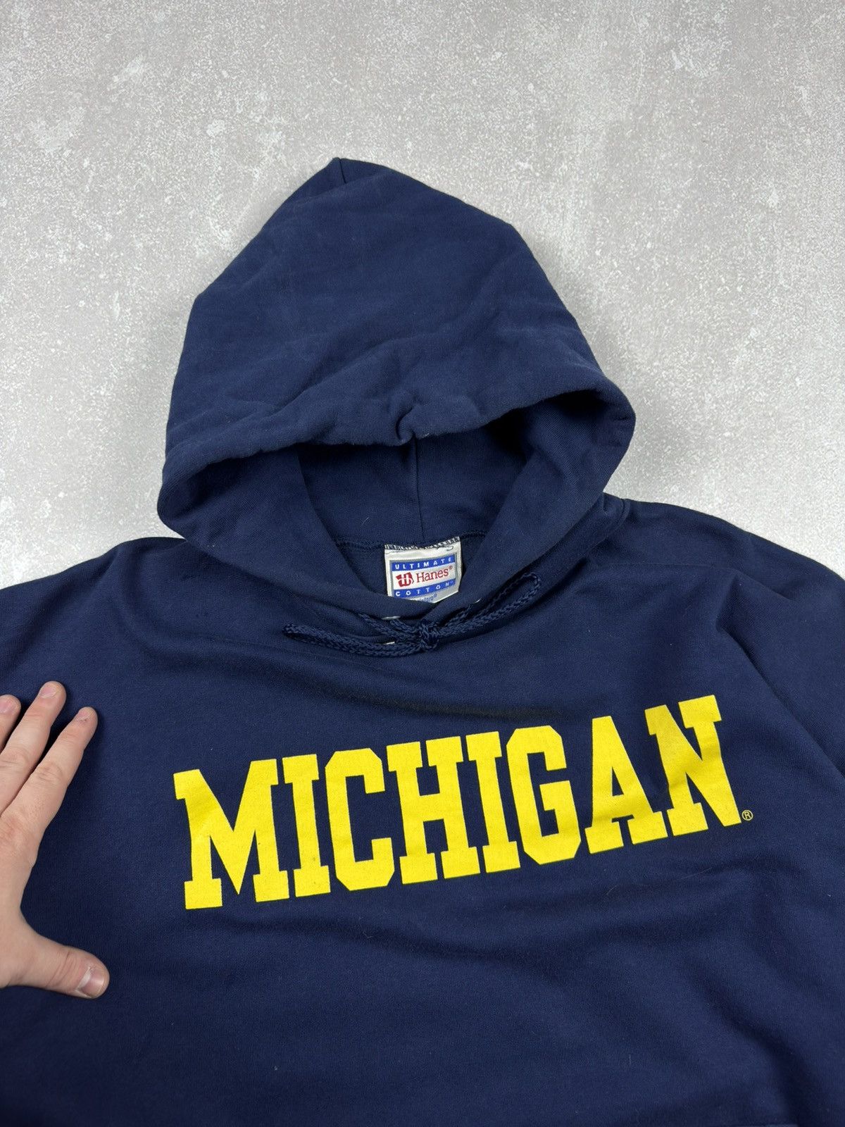 Hanes Vintage 90s Hanes Michigan College Boxy Fit Hoodie USA Y2K Size US XL / EU 56 / 4 - 5 Thumbnail