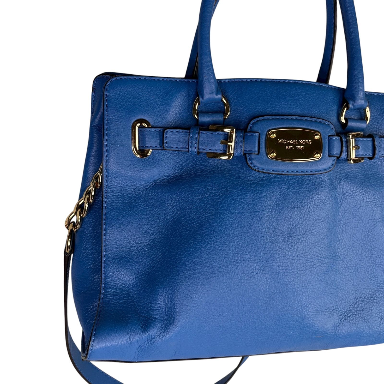 Michael Kors Michael Kors Hamilton Leather Bag Heritage Blue Gold NWOT Size ONE SIZE - 6 Thumbnail
