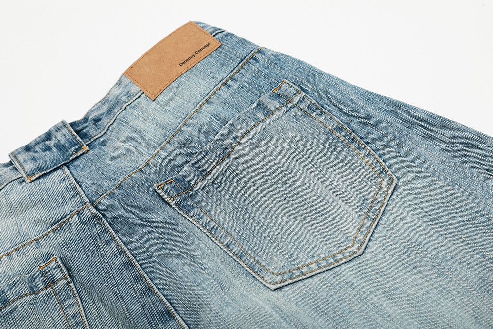 Vintage American retro patchwork men's curved wash jeans Size US 34 / EU 50 - 5 Thumbnail