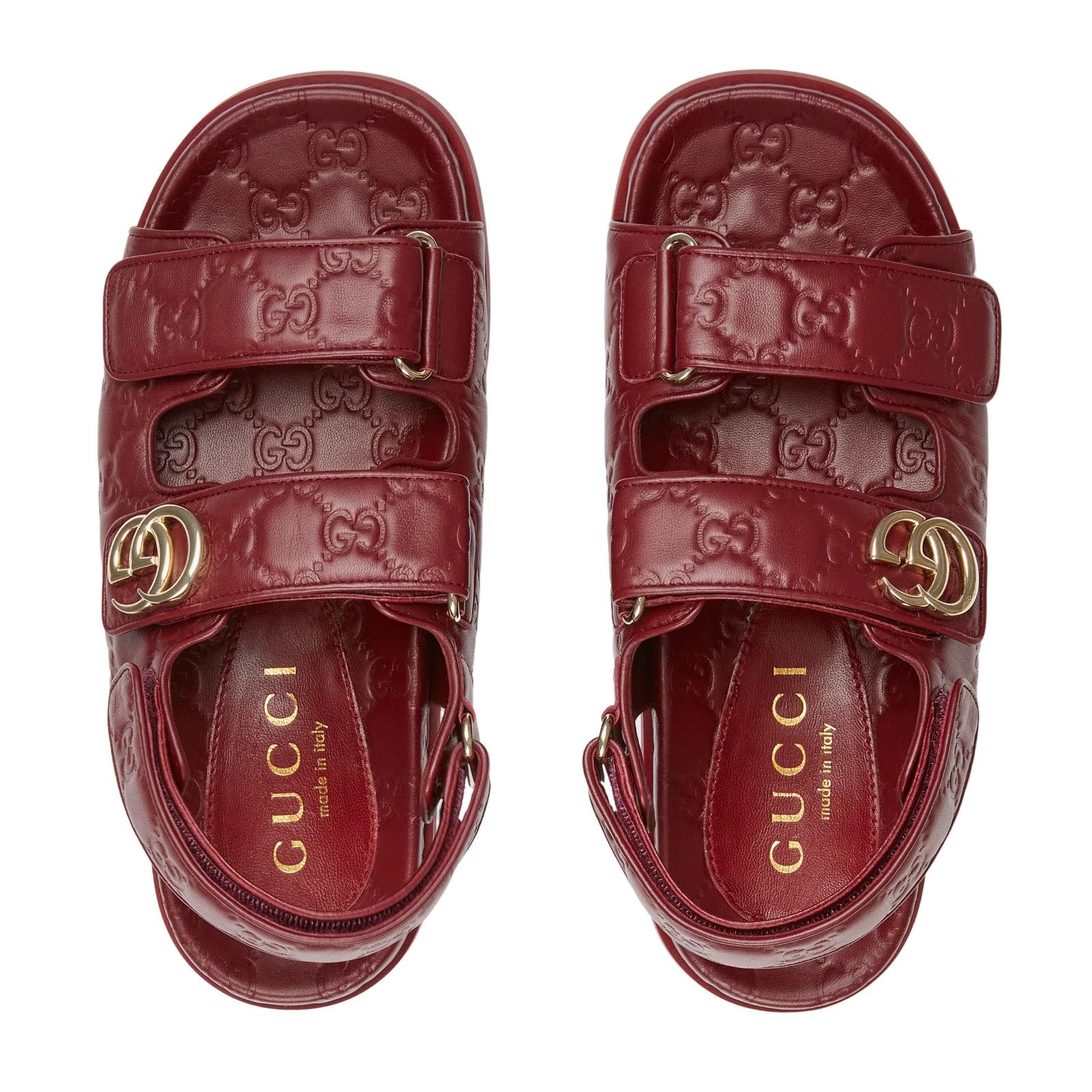 Gucci GUCCI Double G Rosso Ancora Red Leather Sandals New Size US 8 / IT 38 - 4 Thumbnail