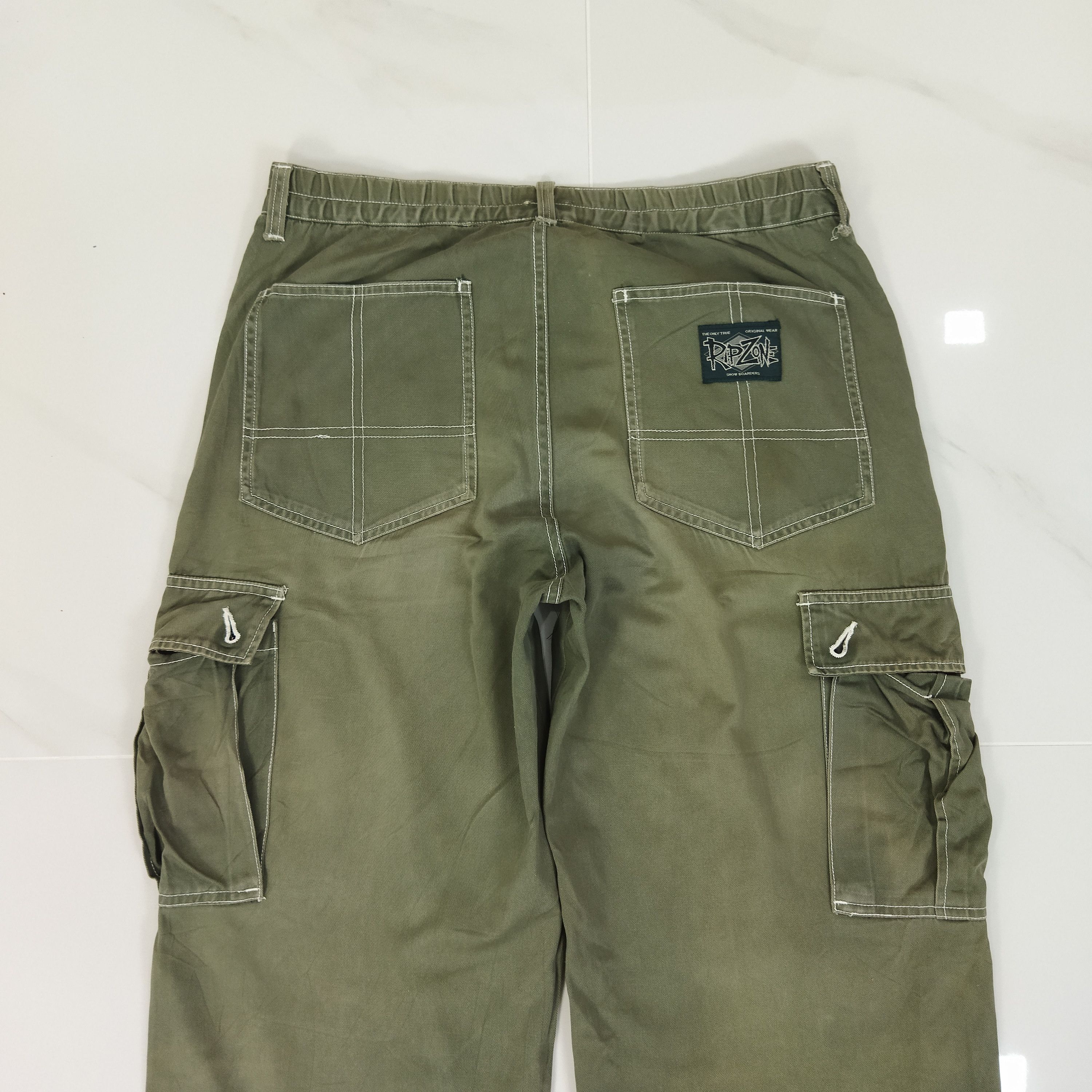 Japanese Brand RIPZONE FADED GREEN CARGO PANTS Size US 32 / EU 48 - 10 Thumbnail