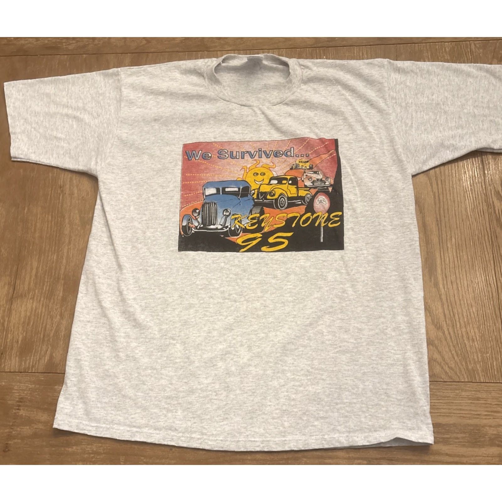 Vintage VINTAGE 390 We Survived The Keystone Street Rod And Custom Jamboree T Shirt XL Men Gray 90s Hot Rod Size US XL / EU 56 / 4 - 2 Thumbnail