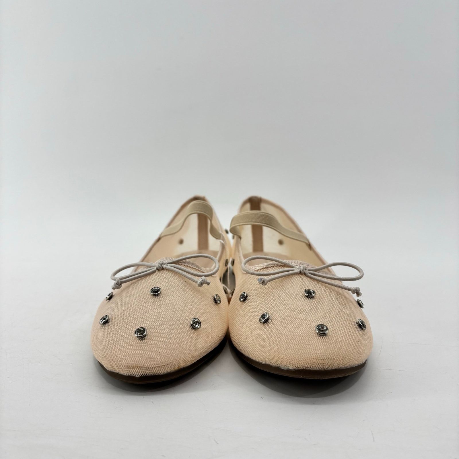 Other Project Cloud Amity Nude Rhinestone Ballet Flats Mesh Bow Size US 11 / IT 41 - 3 Thumbnail