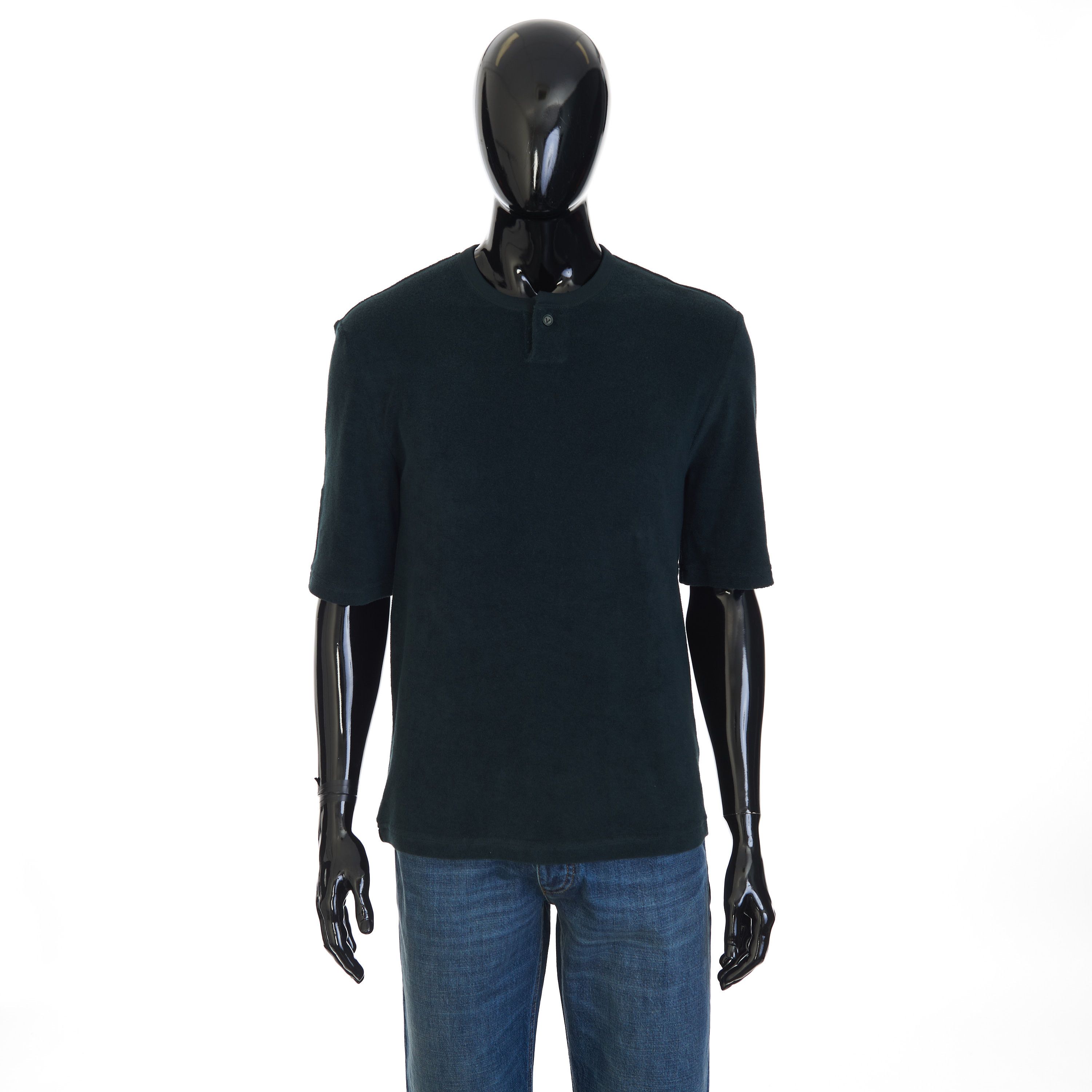 image of Bottega Veneta Towelling Jersey T-Shirt In Inkwell Green Cotton Blend, Men's (Size Small)
