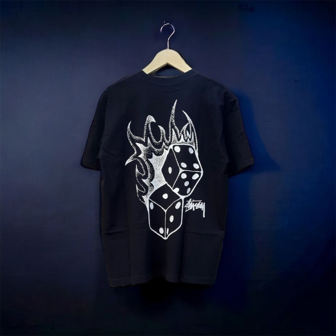 image of Stussy Fire Dice Tshirt in Black, Men's (Size Medium)