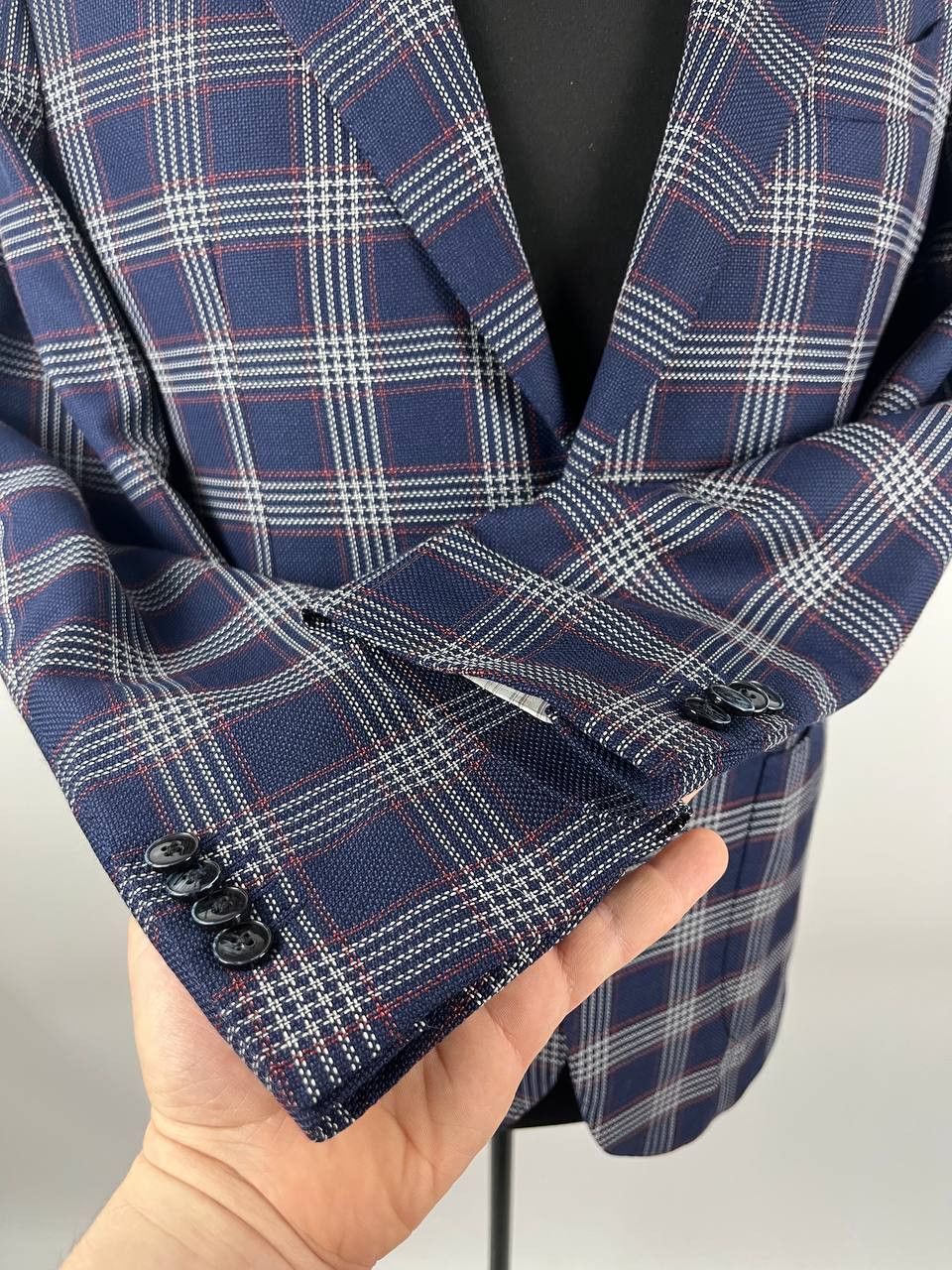 L.B.M. 1911 L.B.M. 1911 Tailored Limited Edition Blue Plaid Blazer Size 42S - 6 Thumbnail