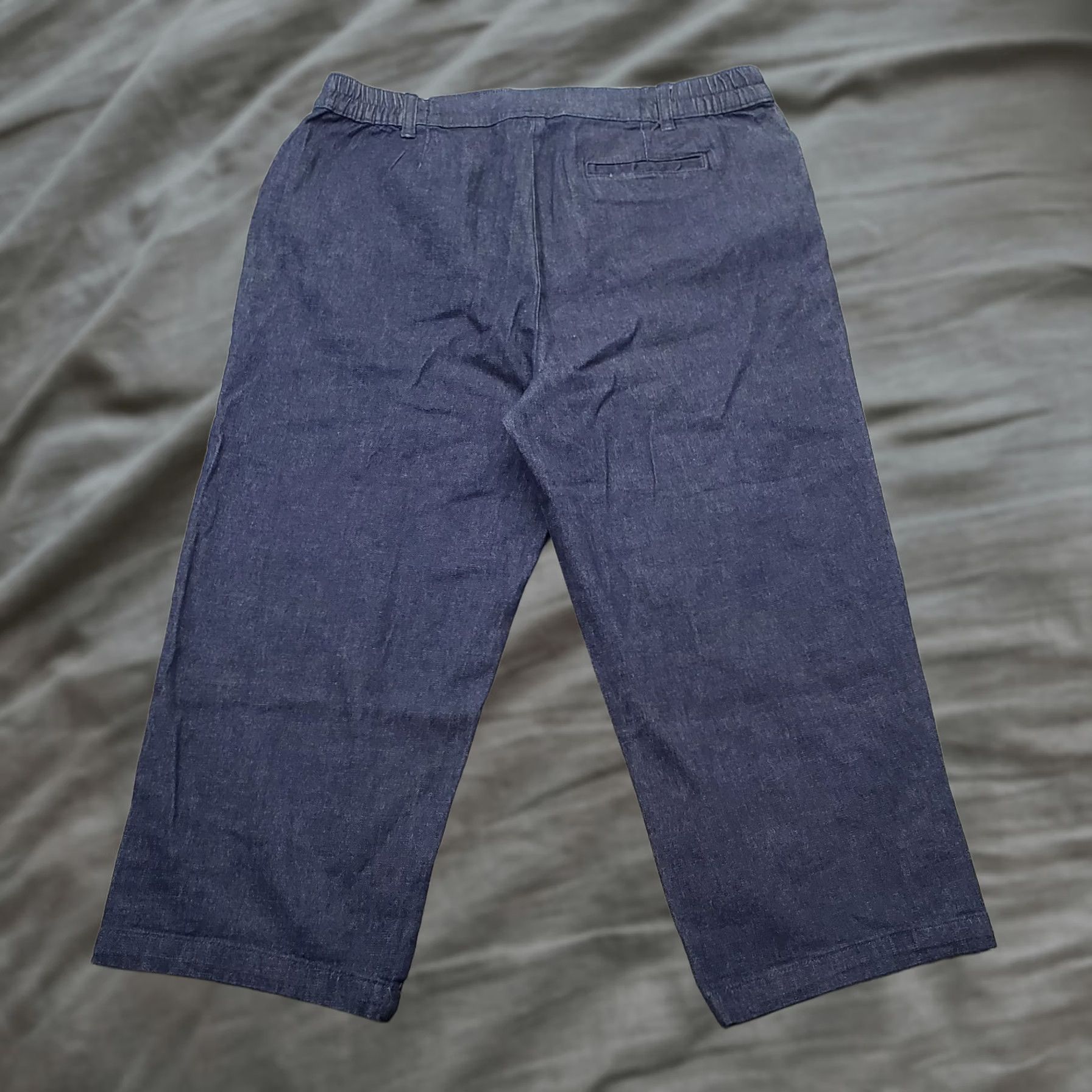 Vintage Karen Scott Womens Cropped Jeans Size 12 Blue Dark Wash Ankle Button Wide Leg Denim Jeans Size 34" / US 12 / IT 48 - 1 Thumbnail