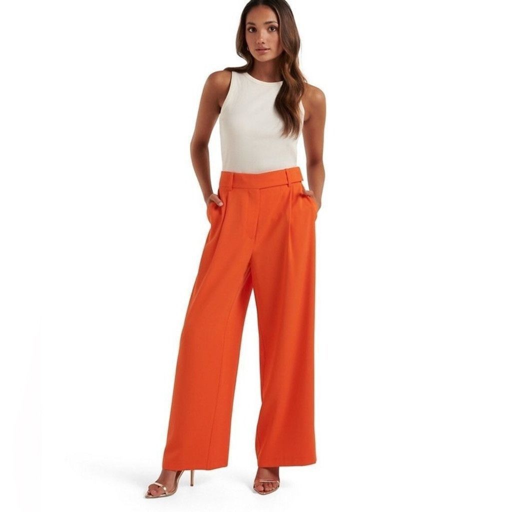 Other Ever New Wide Leg Isla Trousers Orange Gerbera 10 Petite New Size 32" / US 10 / IT 46 - 1 Thumbnail