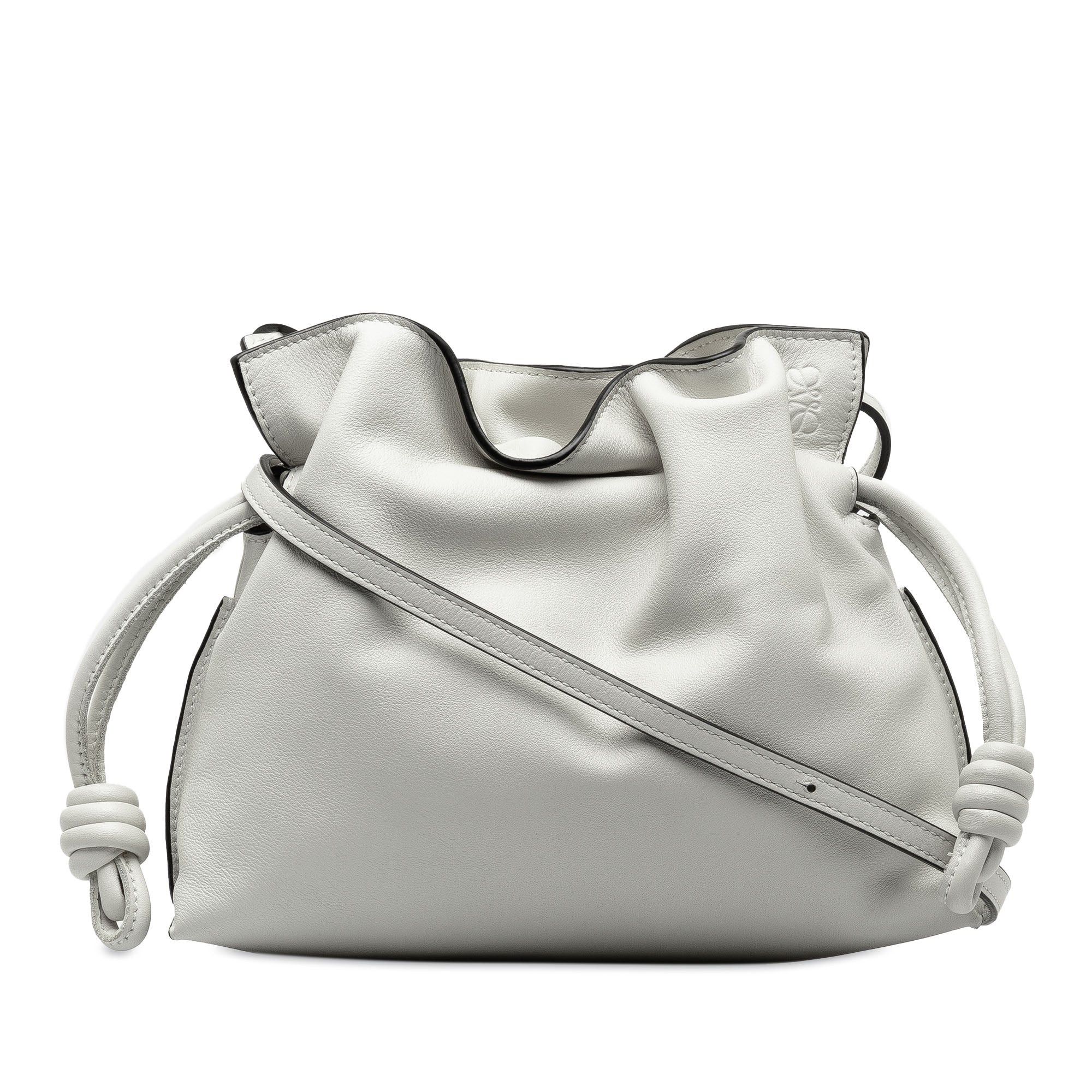 image of Loewe Mini Flamenco Knot Crossbody Bag in White, Women's