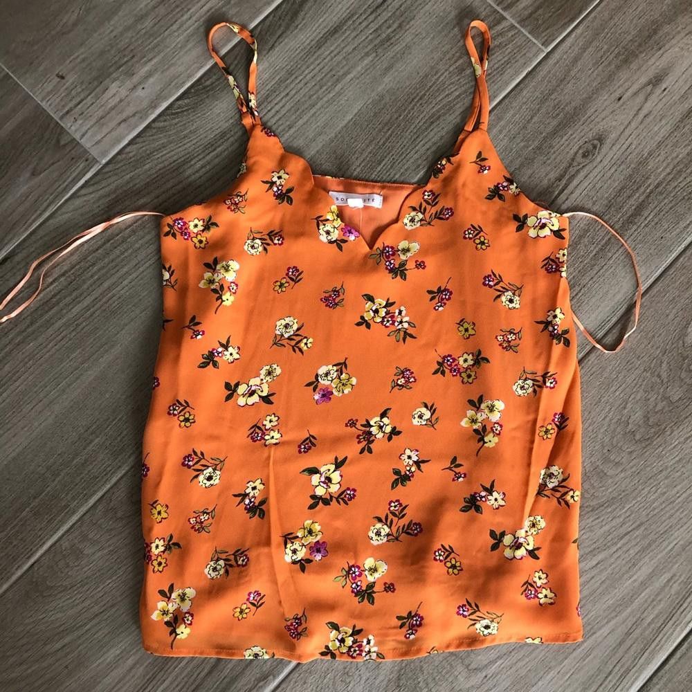 Designer Socialite Orange Floral Scalloped Camisole Size XS / US 0-2 / IT 36-38 - 2 Thumbnail