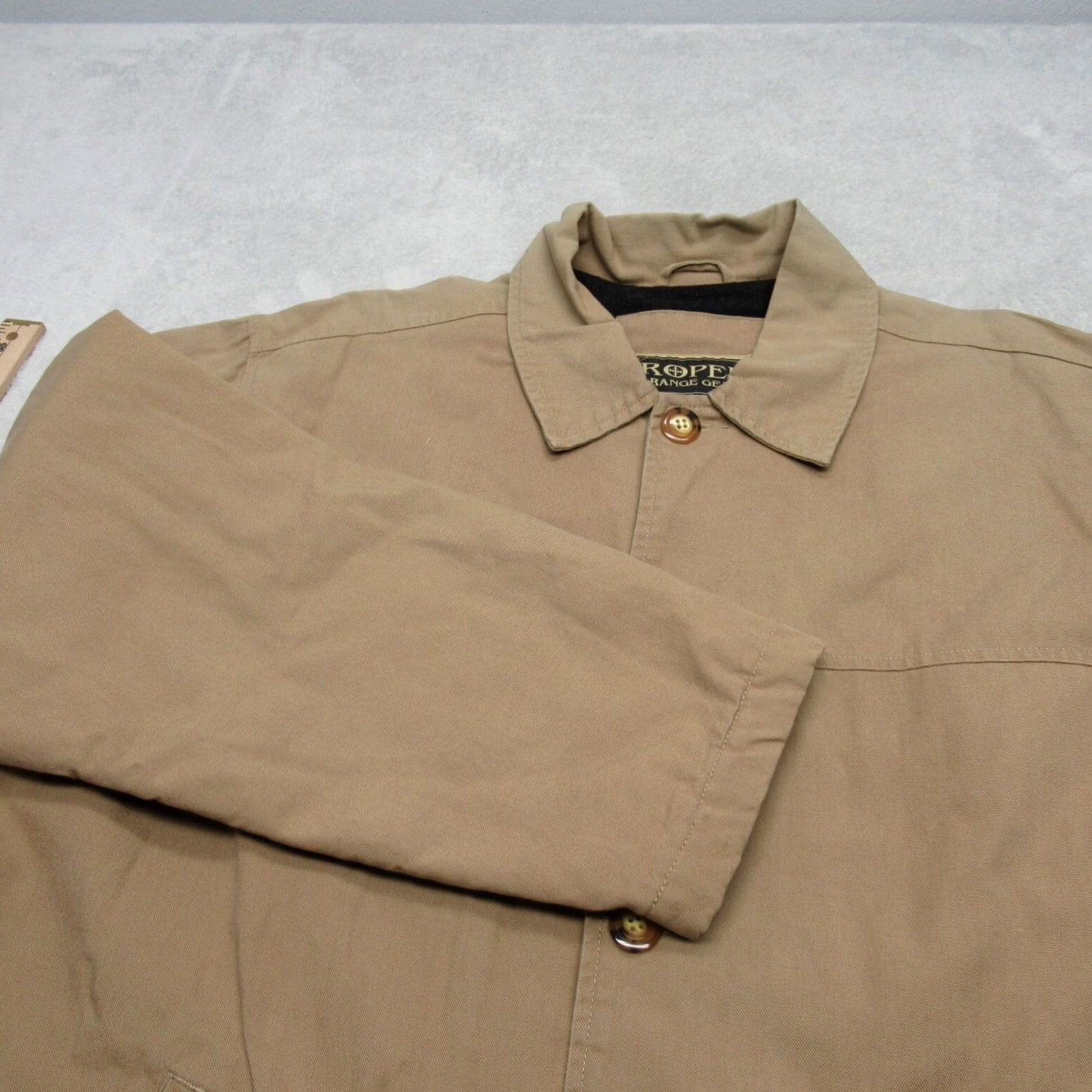 Roper Roper Range Gear Jacket Mens Large Brown Canvas Wool Blend VTG Lined Pockets Button Cotton Mid-Length Casual Workwear Travel Size US L / EU 52-54 / 3 - 7 Thumbnail
