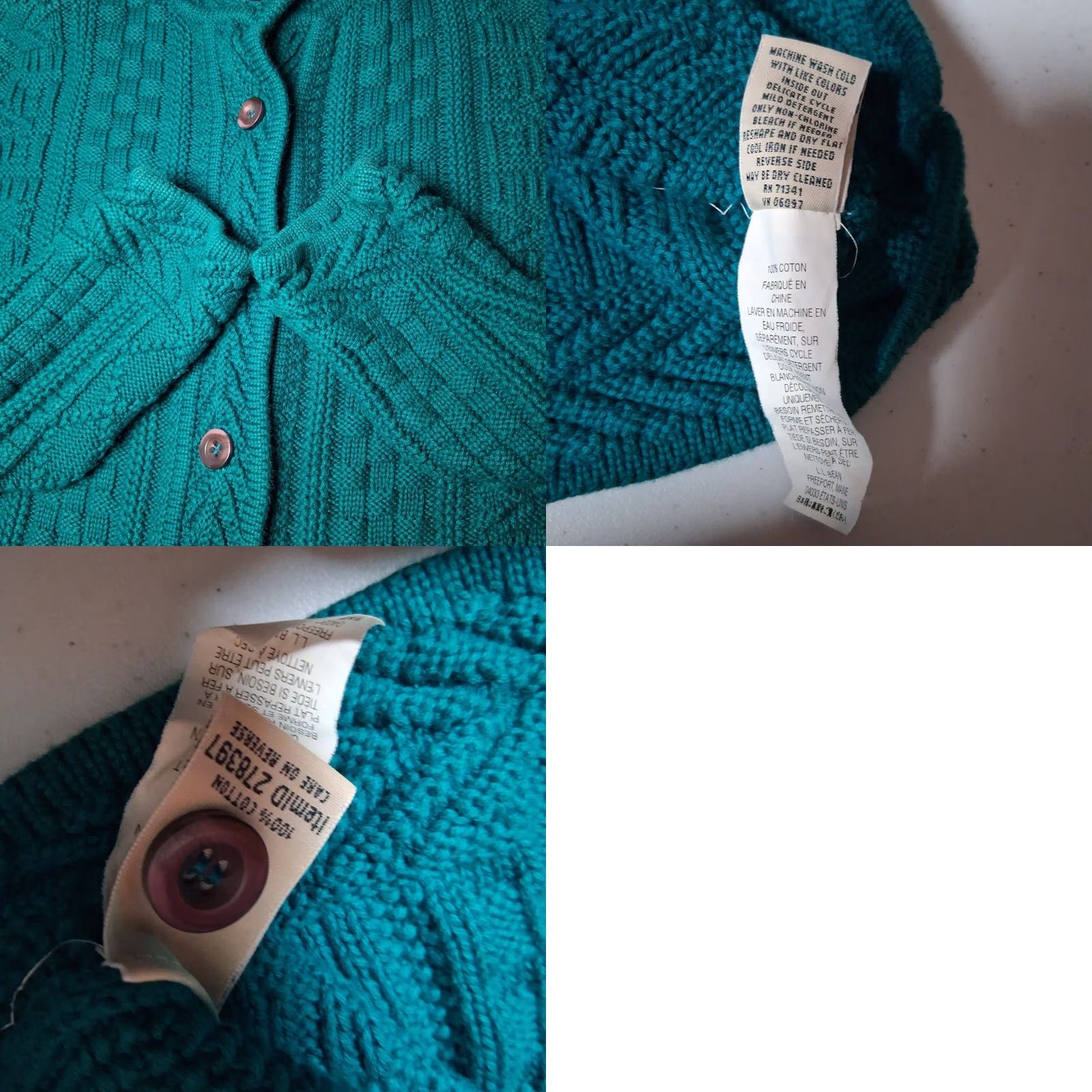 Vintage VINTAGE? LL Bean Cardigan Sweater Medium Button Mixed Knit Turquoise Blue M Womens Regular Cotton Knit Playground? Size M / US 6-8 / IT 42-44 - 8 Thumbnail