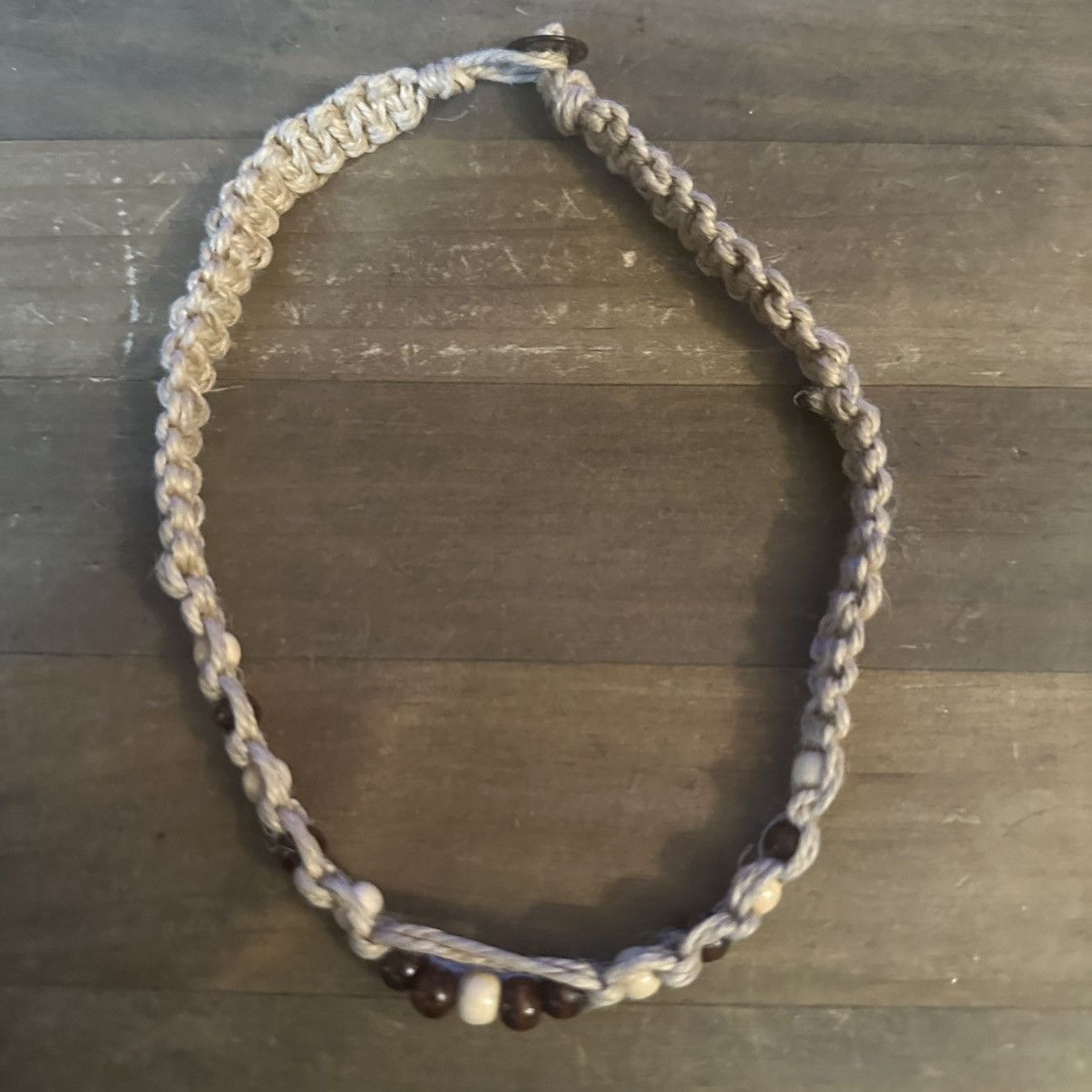 Vintage Vintage hemp woven wood bead necklace Size ONE SIZE - 4 Thumbnail