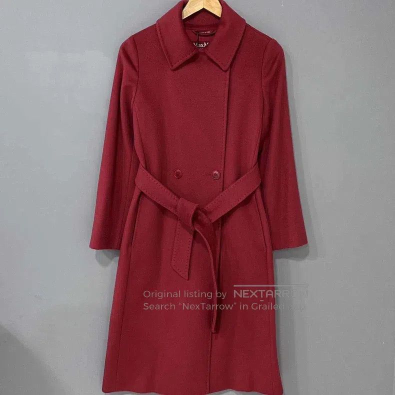 Max Mara Max Mara Red Lapel Long Wool Overcoat Size XS / US 0-2 / IT 36-38 - 2 Thumbnail