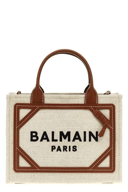 BALMAIN B-Army Natural/Brown Cotton Shoulder Bag New