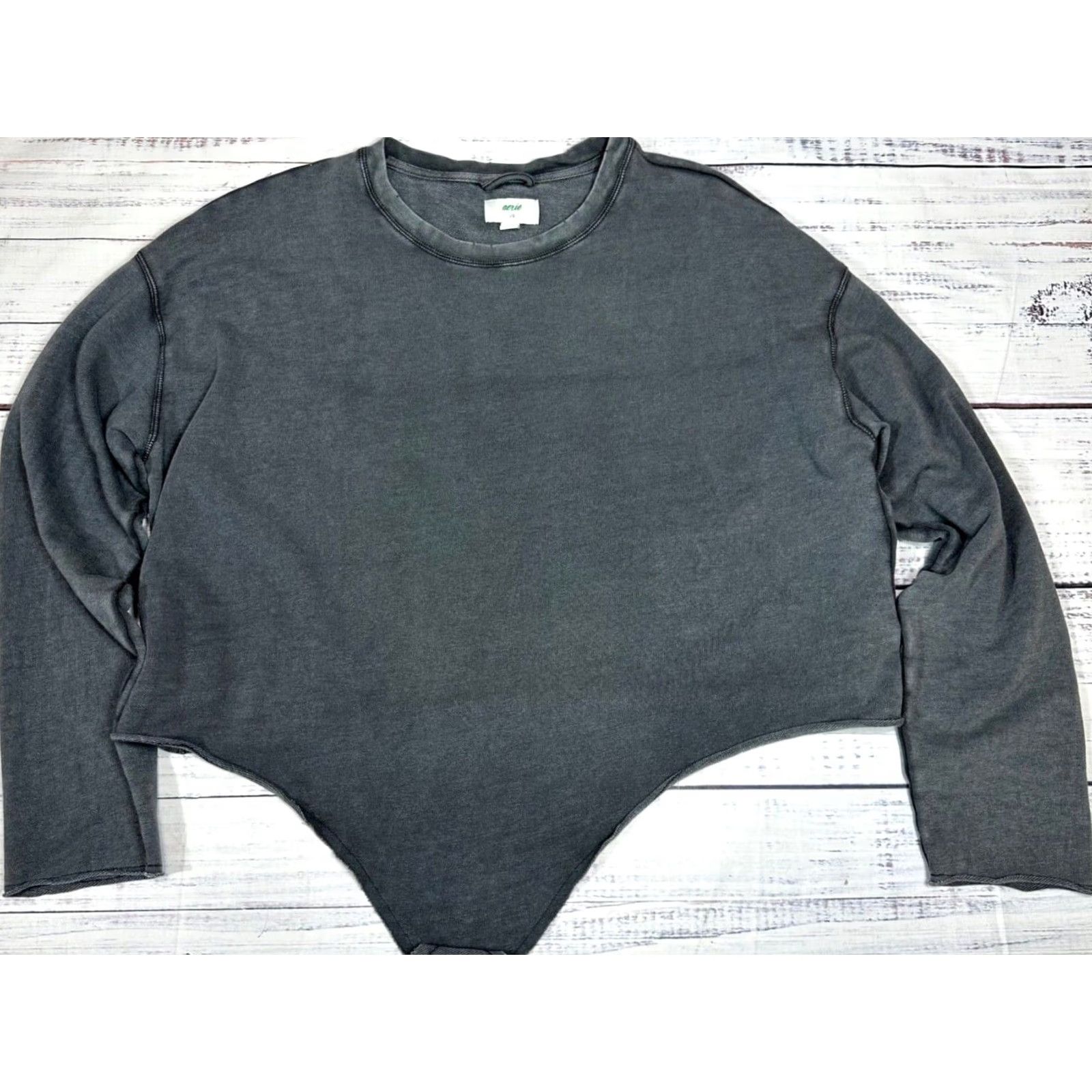 Vintage Aerie Womens Bodysuit Long Sleeve Gray Cotton Blend Crew Neck L Size L / US 10 / IT 46 - 2 Thumbnail