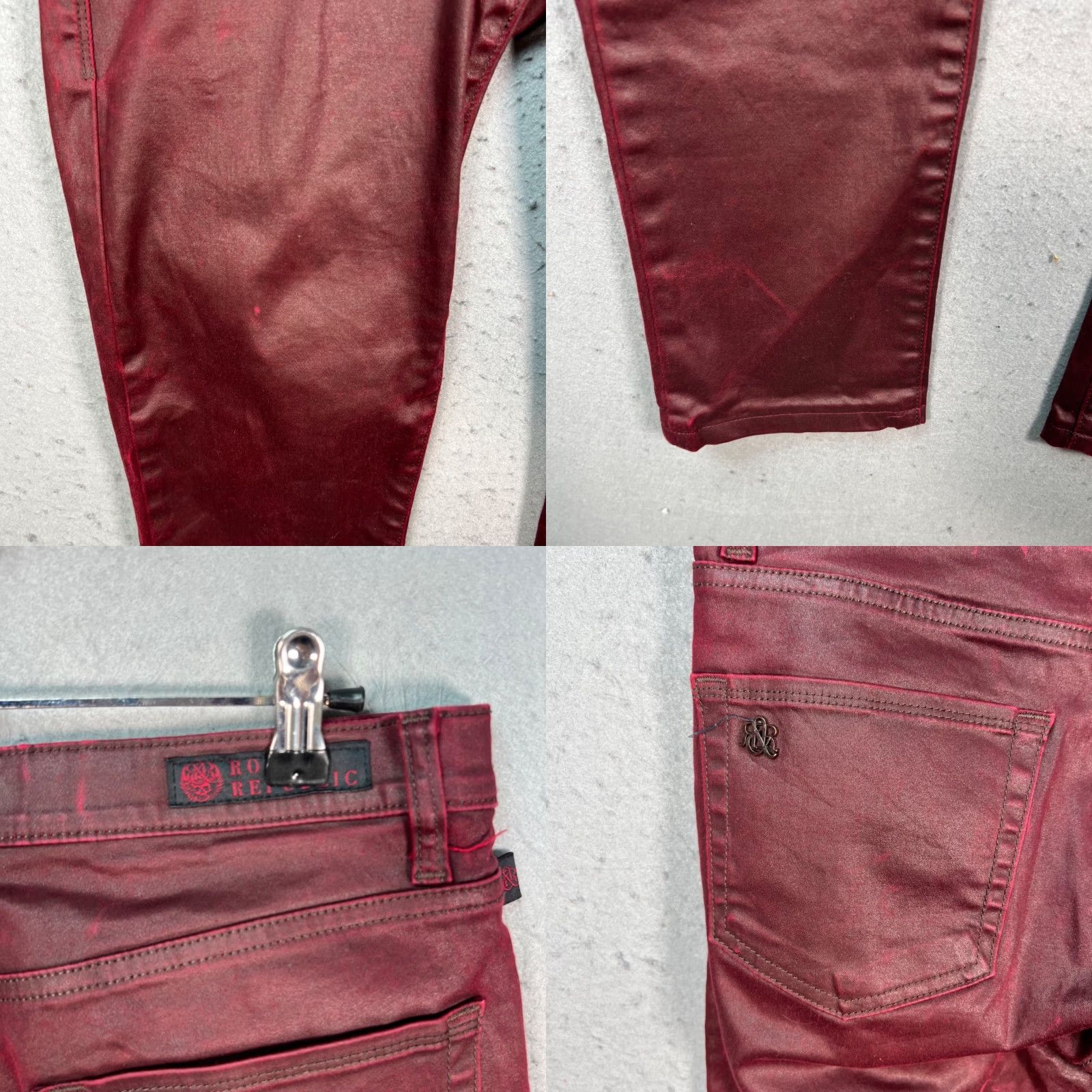Vintage VINTAGE Rock & Republic Womens Jeans Slim 8 Burgundy Coated Mid 5-Pocket Denim Red Rock Womens Mens? Size 30" / US 8 / IT 44 - 9 Thumbnail