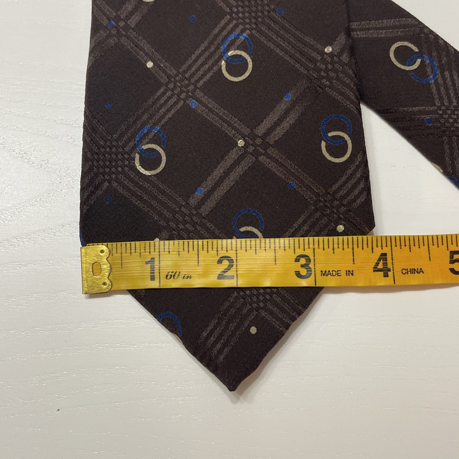 Polo Ralph Lauren POLO Ralph Lauren 100% Silk Handmade Necktie Brown w/ Blue Size ONE SIZE - 10 Thumbnail