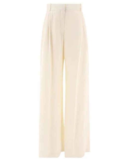 Alexander McQueen o1s22i1n1024 Double Pleated Palazzo Pants in Ivory Size 28" / US 6 / IT 42 - 1 Thumbnail